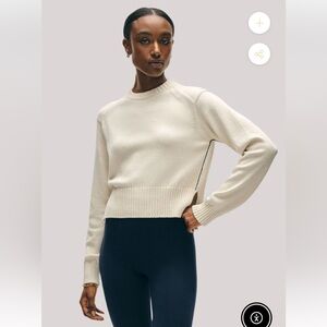 White + Warren Soft Cotton Rib Trim Sweatshirt